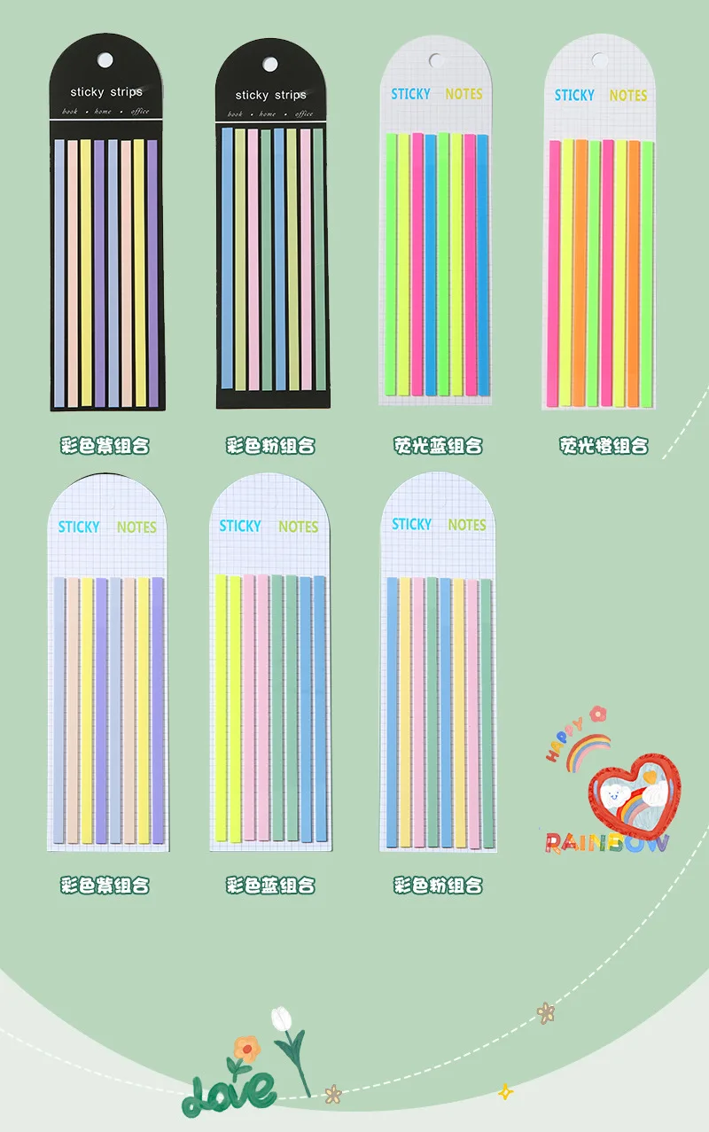 160 Pz PET Colore Traslucido Sottile Striscia Lunga Indice Adesivo Libro Indicatore Schede Indice Nota di Lettura Evidenziare Frase Chiave Nota Adesiva