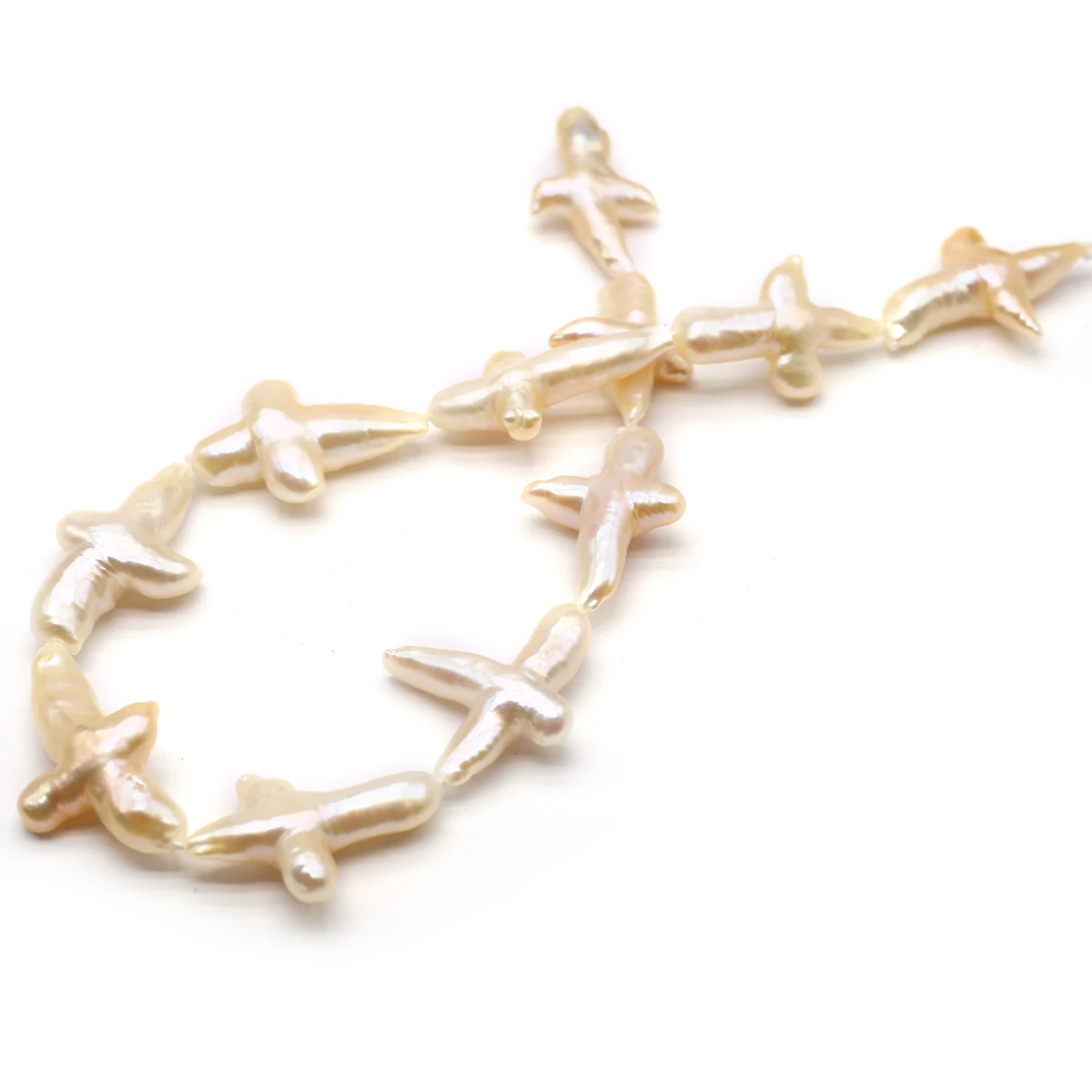 1 corda di perle coltivate d'acqua dolce naturali barocche a forma di croce con ciondoli per accessori per la creazione di gioielli con collana da donna fai da te
