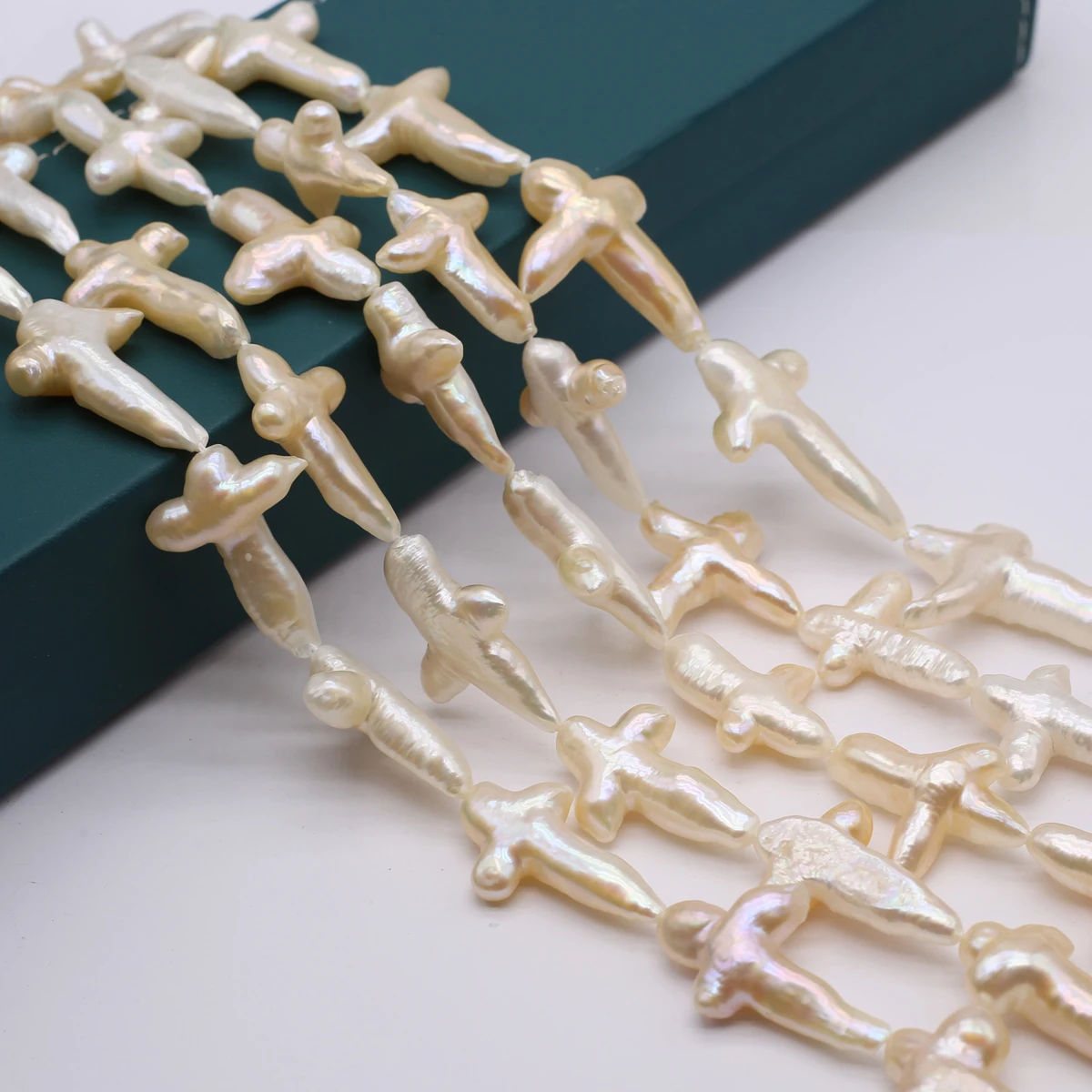 1 corda di perle coltivate d'acqua dolce naturali barocche a forma di croce con ciondoli per accessori per la creazione di gioielli con collana da donna fai da te