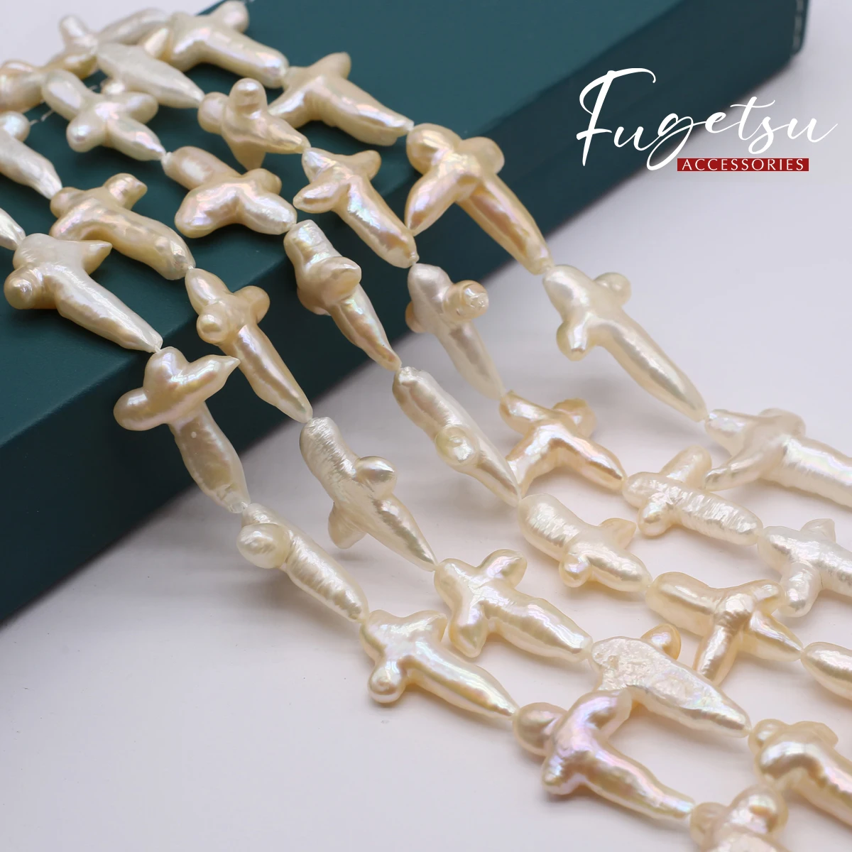 1 corda di perle coltivate d'acqua dolce naturali barocche a forma di croce con ciondoli per accessori per la creazione di gioielli con collana da donna fai da te