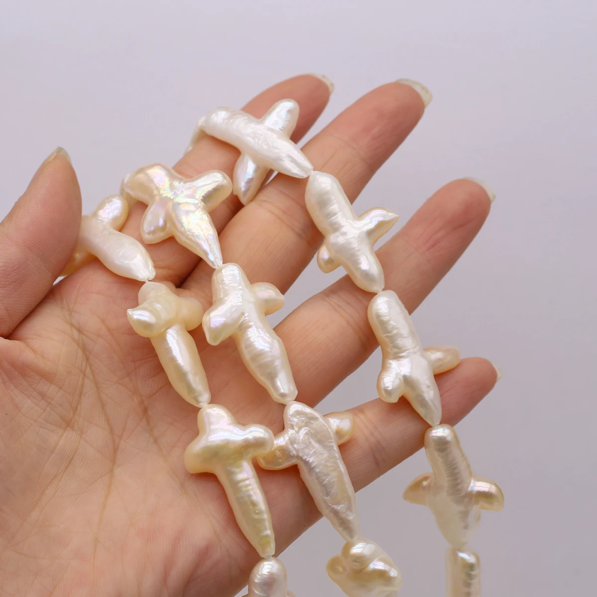 1 corda di perle coltivate d'acqua dolce naturali barocche a forma di croce con ciondoli per accessori per la creazione di gioielli con collana da donna fai da te