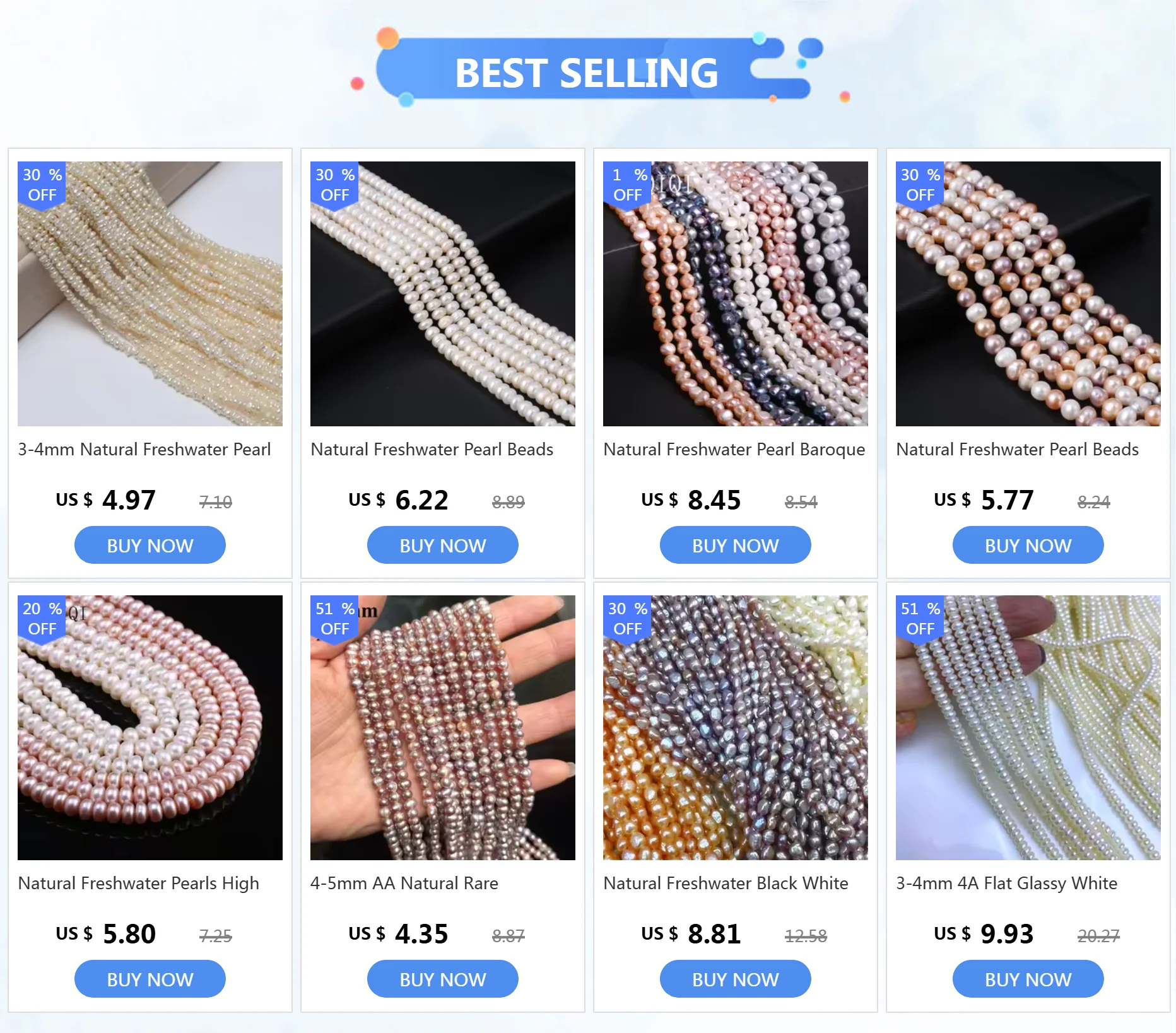 Perle di perle barocche d'acqua dolce naturali 8-9mm bianco viola arancione perline distanziatrici allentate per gioielli che fanno braccialetto di Nacklace fai da te