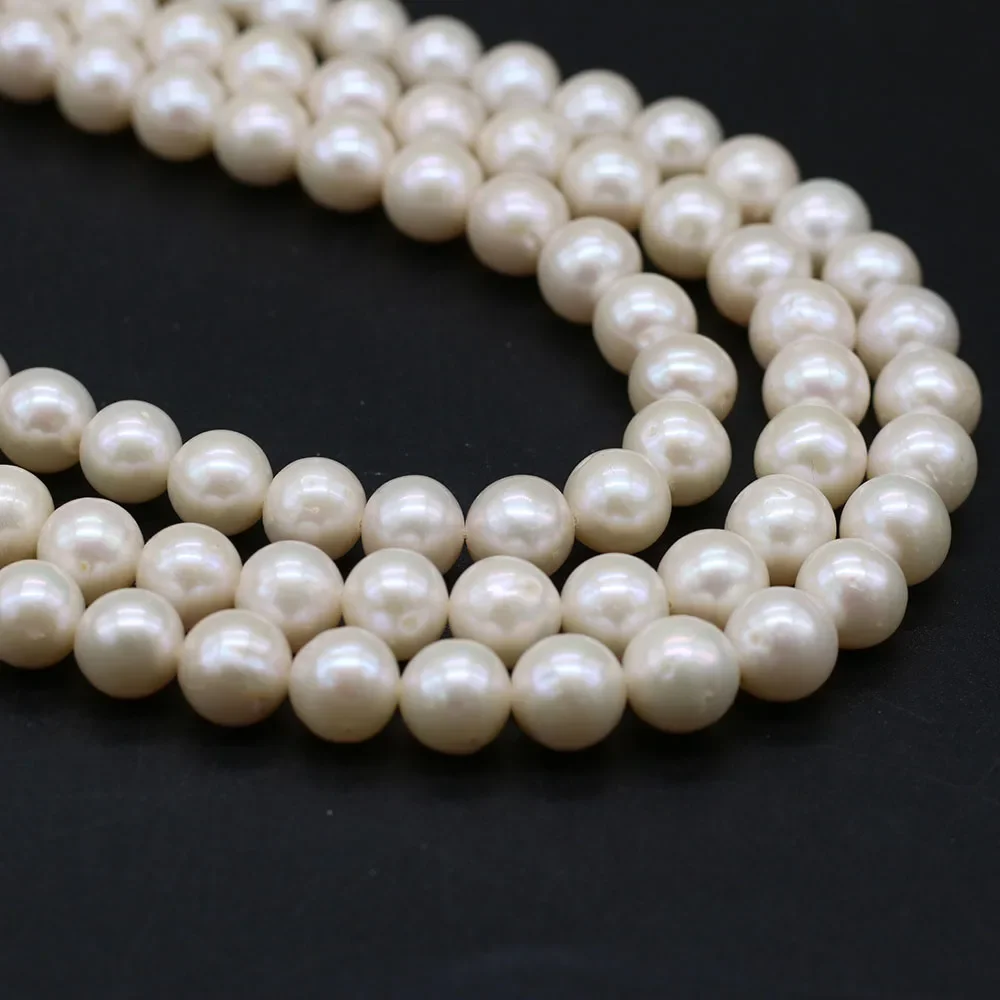 8-9mm AAAA grado radiante 100% perla d'acqua dolce naturale perline bianche rotonde perline allentate creazione di gioielli bracciali collana fai da te