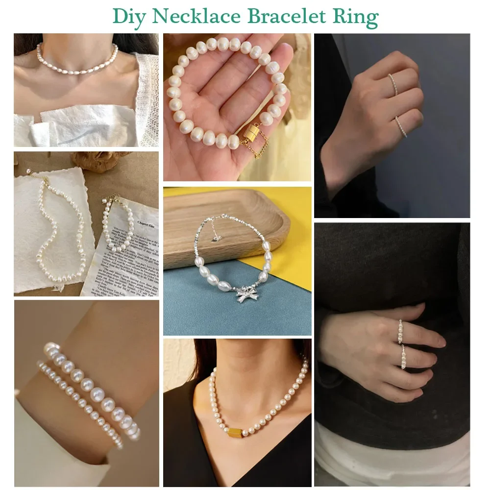 8-9mm AAAA grado radiante 100% perla d'acqua dolce naturale perline bianche rotonde perline allentate creazione di gioielli bracciali collana fai da te