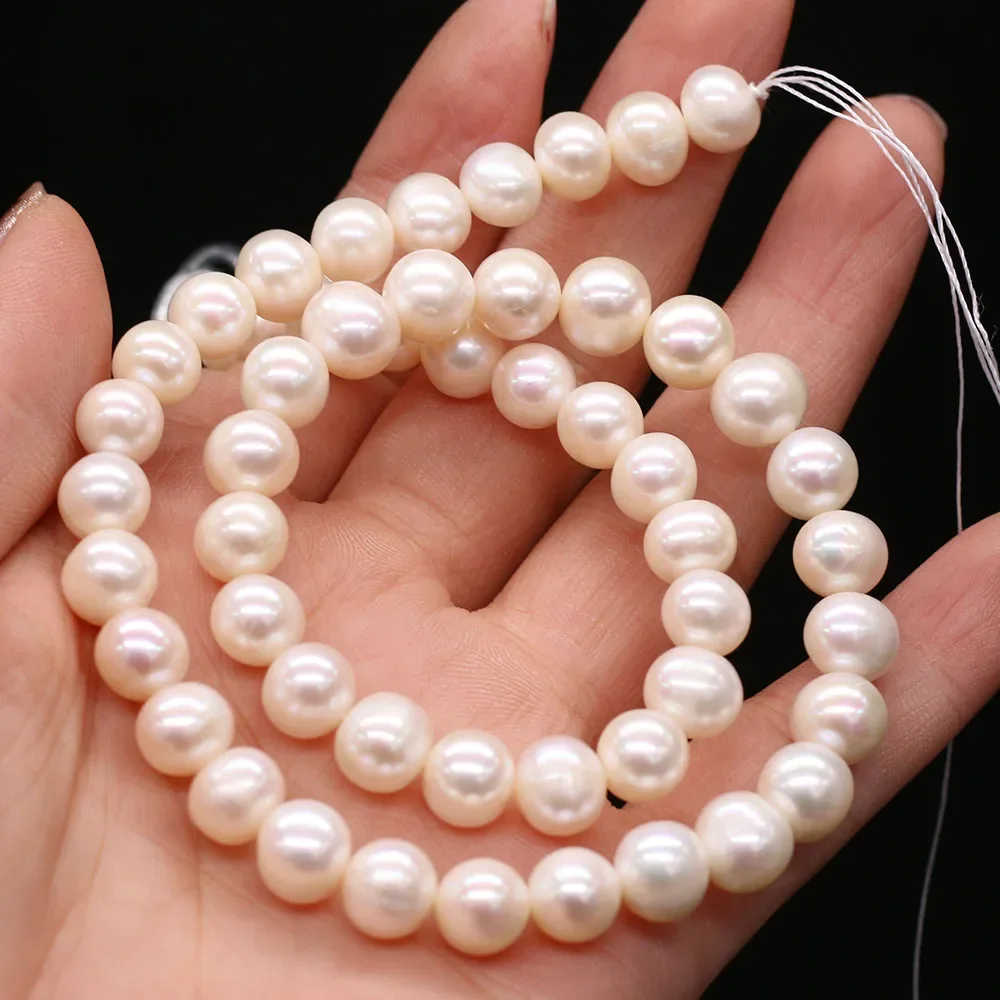 8-9mm AAAA grado radiante 100% perla d'acqua dolce naturale perline bianche rotonde perline allentate creazione di gioielli bracciali collana fai da te
