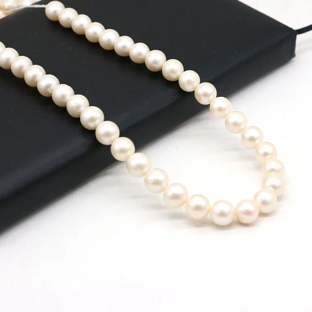 8-9mm AAAA grado radiante 100% perla d'acqua dolce naturale perline bianche rotonde perline allentate creazione di gioielli bracciali collana fai da te
