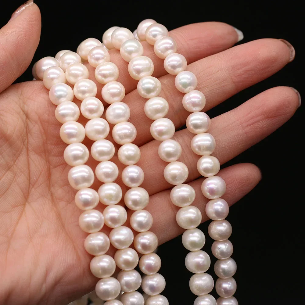 8-9mm AAAA grado radiante 100% perla d'acqua dolce naturale perline bianche rotonde perline allentate creazione di gioielli bracciali collana fai da te