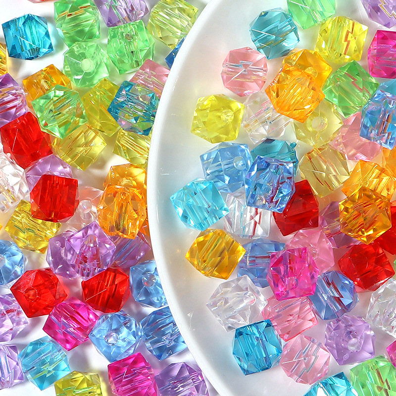 Accessori fatti a mano con perline sciolte quadrate colorate trasparenti all'ingrosso da 8 mm 10 mm 12 mm