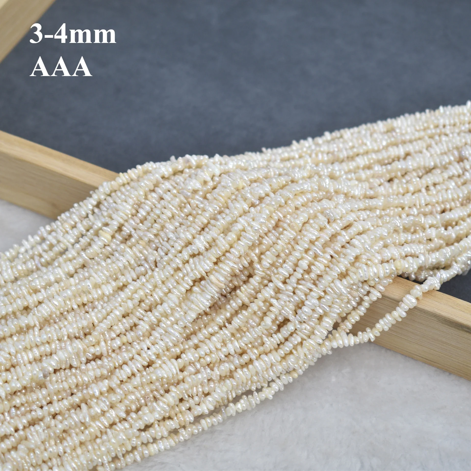 3-4mm AAA piccola scintilla bella perla bianca d'acqua dolce naturale perline irregolari gioielli per realizzare accessori per braccialetti collana fai da te