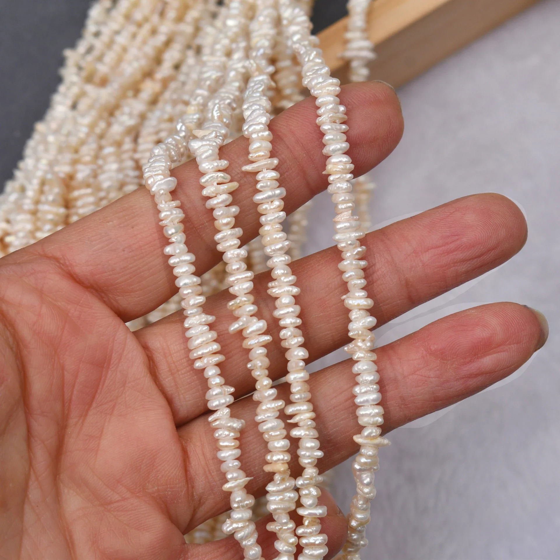 3-4mm AAA piccola scintilla bella perla bianca d'acqua dolce naturale perline irregolari gioielli per realizzare accessori per braccialetti collana fai da te