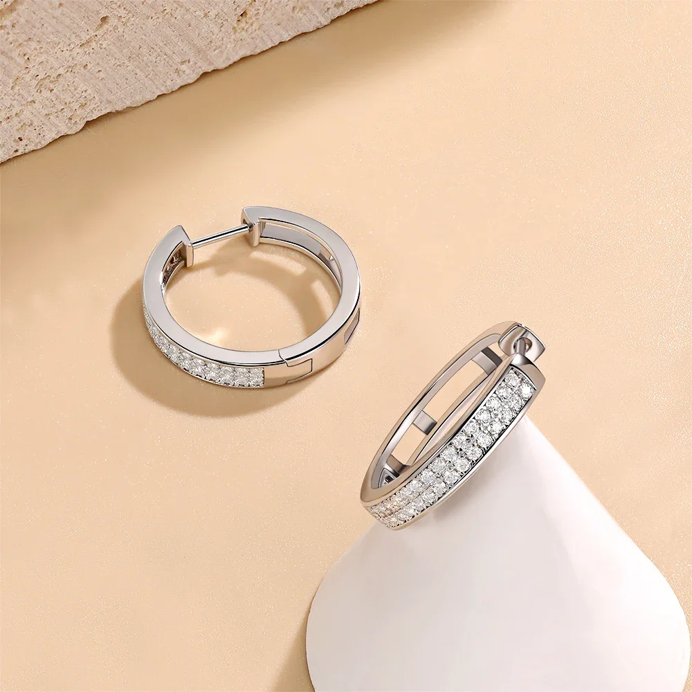 LinkerLove Orecchini a cerchio con diamanti Moissanite per donna Orecchini in argento sterling S925 Placcato oro 18 carati Gioielleria raffinata da sposa