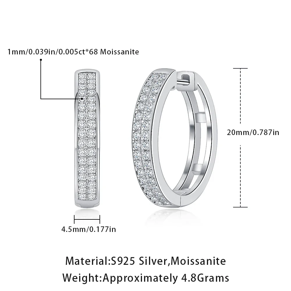 LinkerLove Orecchini a cerchio con diamanti Moissanite per donna Orecchini in argento sterling S925 Placcato oro 18 carati Gioielleria raffinata da sposa