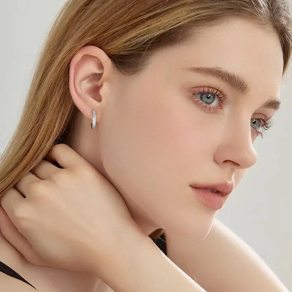 LinkerLove Orecchini a cerchio con diamanti Moissanite per donna Orecchini in argento sterling S925 Placcato oro 18 carati Gioielleria raffinata da sposa