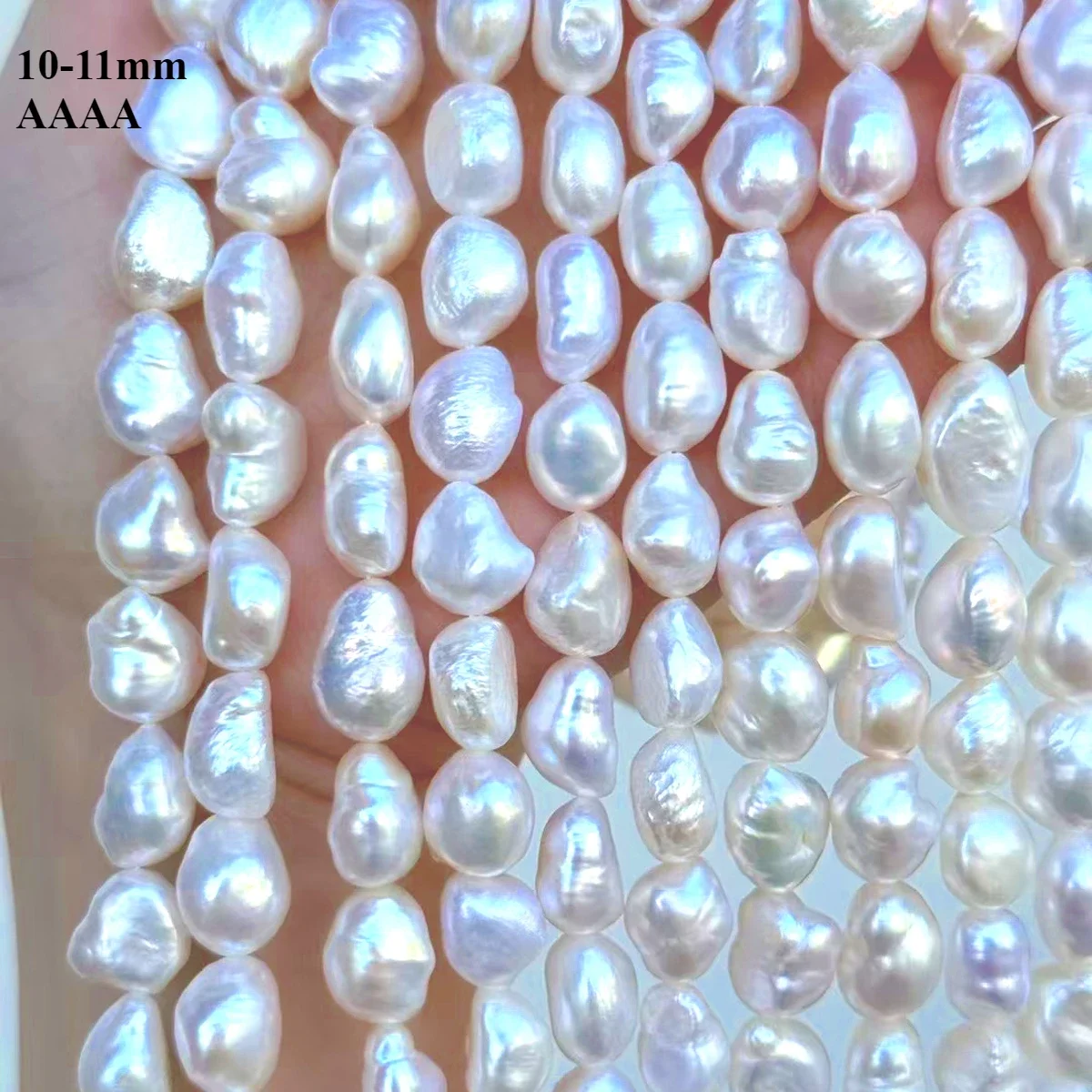 10-11mm AAAA Ceroso Perla D'acqua Dolce Naturale Luminoso Barocco Bianco Irregolare Perline Gioielli Fare Collana FAI DA TE Accessori Braccialetto