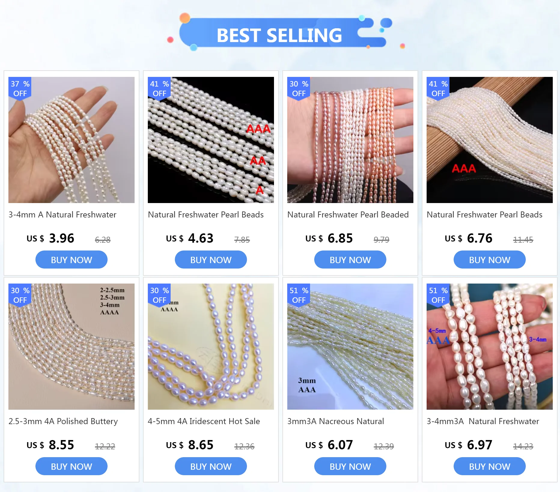 Perle di perle d'acqua dolce naturali Perline sfuse a forma di riso di alta qualità Bracciale elegante collana fai da te per la creazione di gioielli 4-5MM