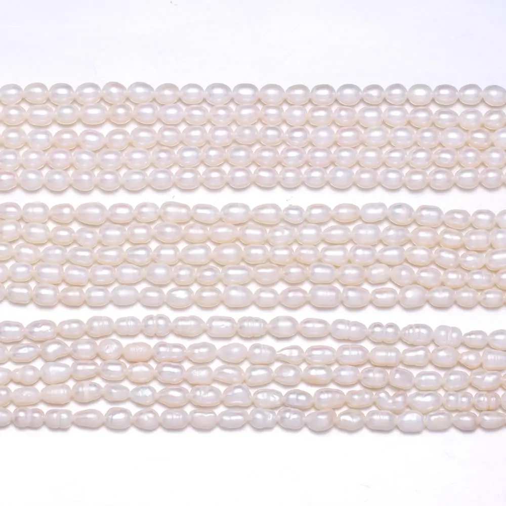 Perle di perle d'acqua dolce naturali Perline sfuse a forma di riso di alta qualità Bracciale elegante collana fai da te per la creazione di gioielli 4-5MM