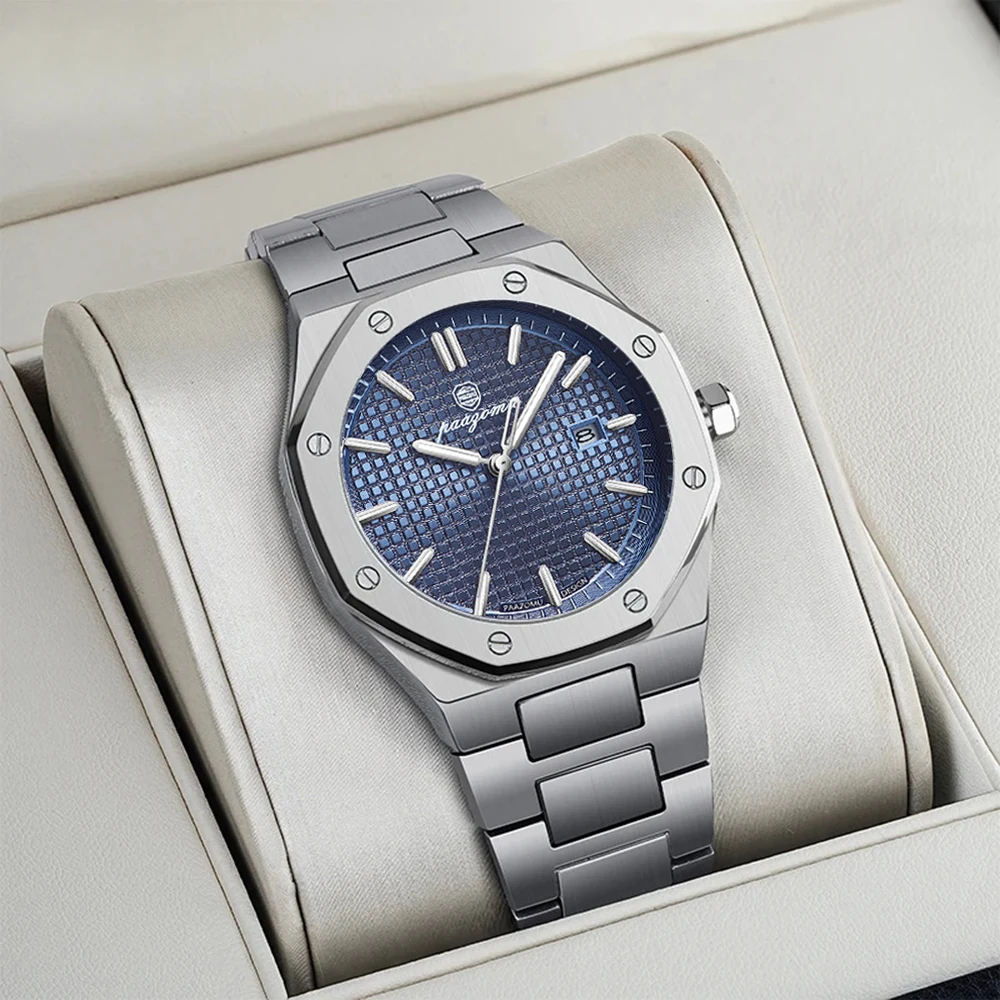 PAAZOMU Orologio da uomo al quarzo quadrato di lusso Orologio da uomo impermeabile con data luminosa Orologi da uomo d'affari in acciaio inossidabile di alta qualità