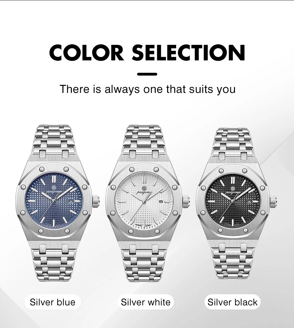 PAAZOMU Orologio da uomo al quarzo quadrato di lusso Orologio da uomo impermeabile con data luminosa Orologi da uomo d'affari in acciaio inossidabile di alta qualità