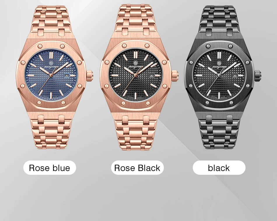 PAAZOMU Orologio da uomo al quarzo quadrato di lusso Orologio da uomo impermeabile con data luminosa Orologi da uomo d'affari in acciaio inossidabile di alta qualità