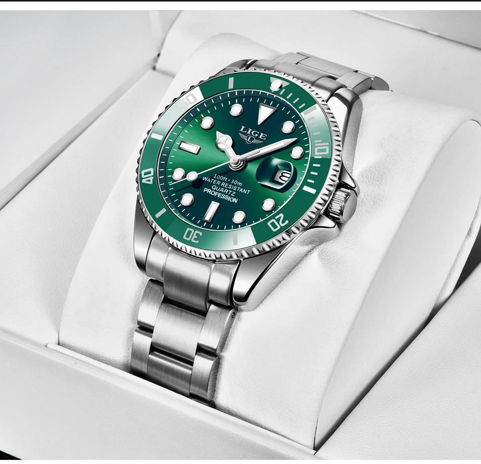 LIGE Top Brand di Lusso Moda Diver Orologio Da Uomo 30ATM Impermeabile Data Orologio Orologi Sportivi Mens Orologio Da Polso Al Quarzo Relogio Masculino
