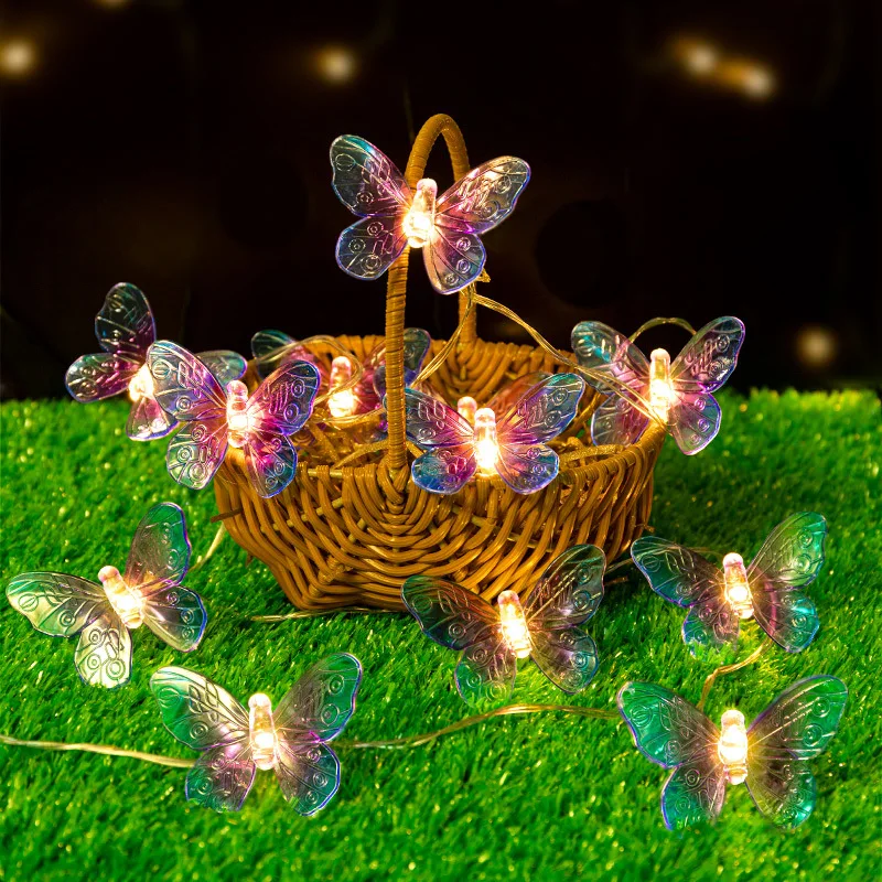 6M 40LED Luci da interno a forma di farfalla Lampada da notte da fata Camera Ghirlanda Tenda Ragazze Brithday Decorazione della festa nuziale Luci