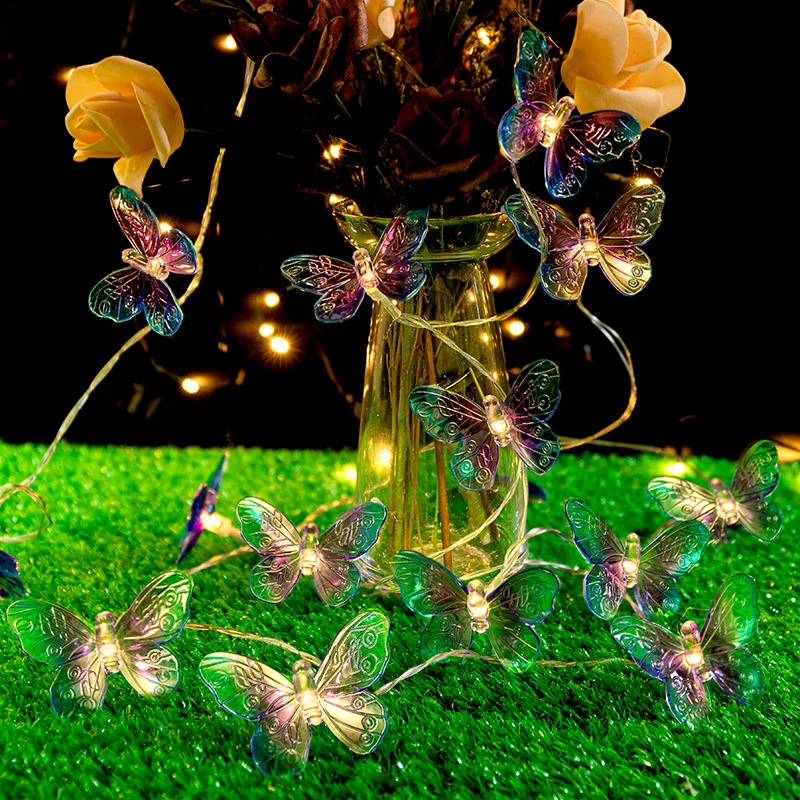 6M 40LED Luci da interno a forma di farfalla Lampada da notte da fata Camera Ghirlanda Tenda Ragazze Brithday Decorazione della festa nuziale Luci