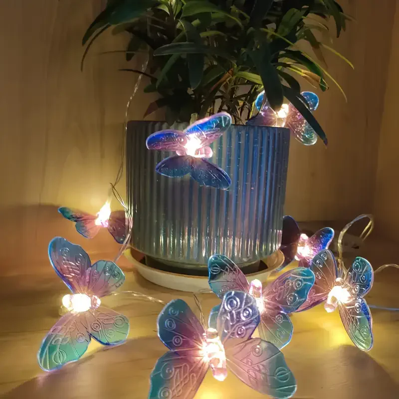 6M 40LED Luci da interno a forma di farfalla Lampada da notte da fata Camera Ghirlanda Tenda Ragazze Brithday Decorazione della festa nuziale Luci