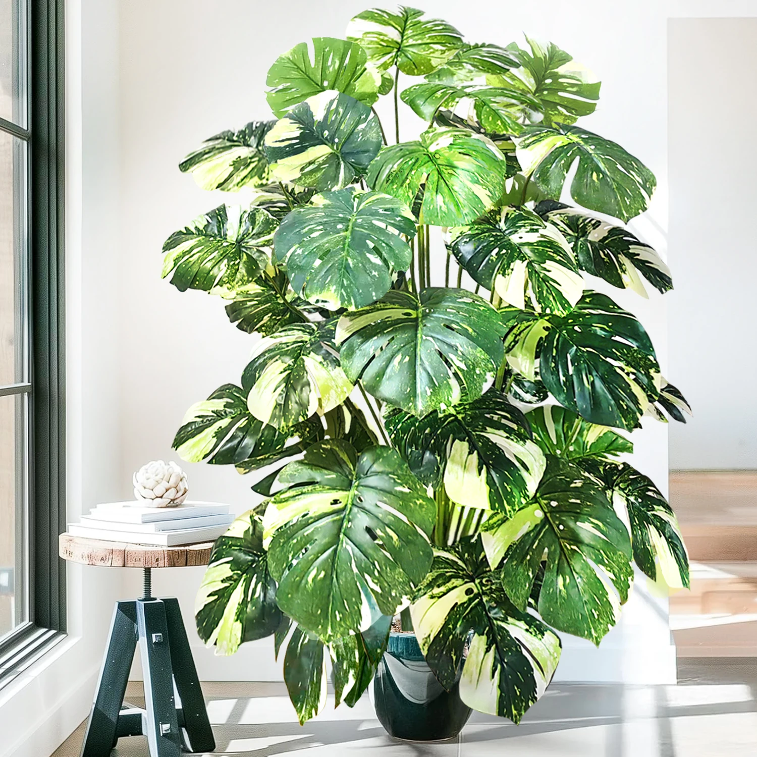 60-110 cm/43,3 pollici Piante artificiali Monstera Palma finta Foglie di tartaruga in plastica Piante alte verdi per la decorazione della stanza del giardino di casa