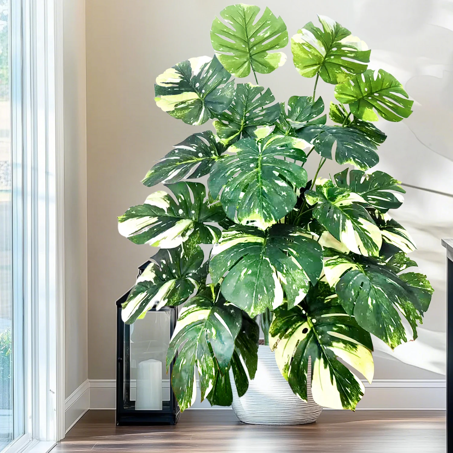 60-110 cm/43,3 pollici Piante artificiali Monstera Palma finta Foglie di tartaruga in plastica Piante alte verdi per la decorazione della stanza del giardino di casa