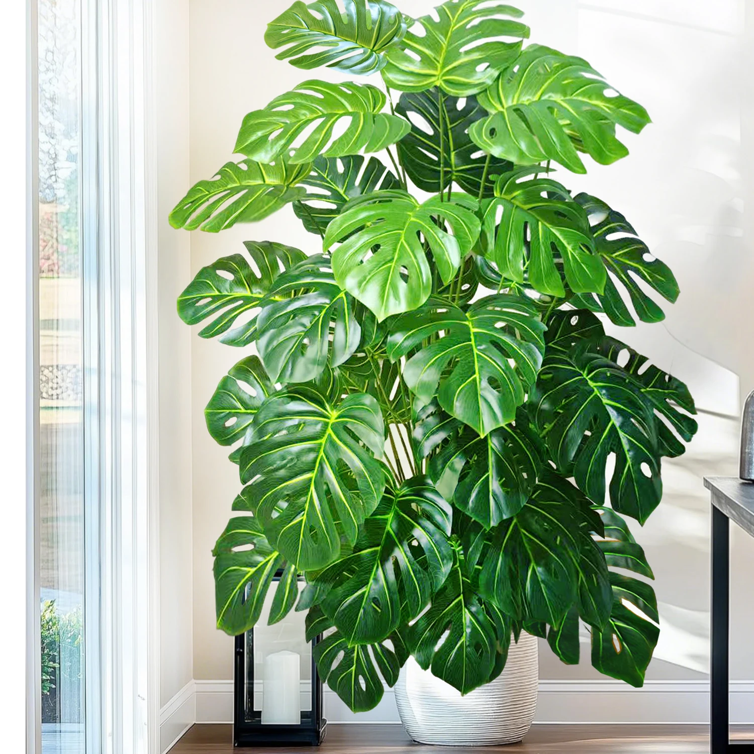 60-110 cm/43,3 pollici Piante artificiali Monstera Palma finta Foglie di tartaruga in plastica Piante alte verdi per la decorazione della stanza del giardino di casa