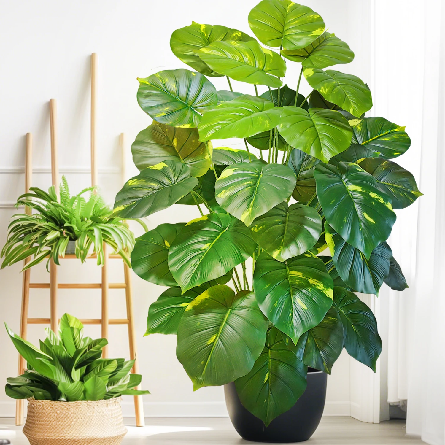 60-110 cm/43,3 pollici Piante artificiali Monstera Palma finta Foglie di tartaruga in plastica Piante alte verdi per la decorazione della stanza del giardino di casa