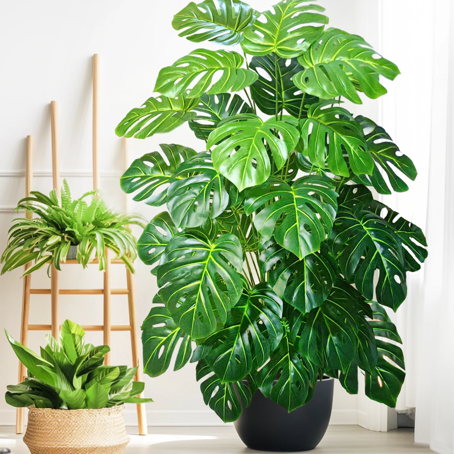 60-110 cm/43,3 pollici Piante artificiali Monstera Palma finta Foglie di tartaruga in plastica Piante alte verdi per la decorazione della stanza del giardino di casa