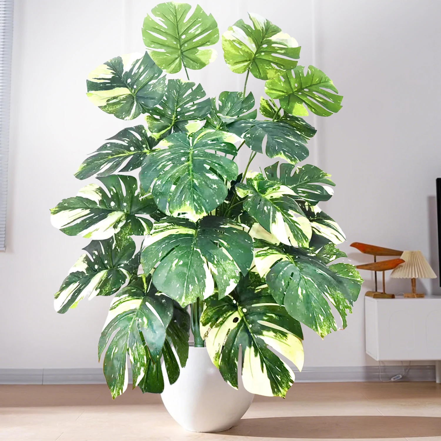 60-110 cm/43,3 pollici Piante artificiali Monstera Palma finta Foglie di tartaruga in plastica Piante alte verdi per la decorazione della stanza del giardino di casa