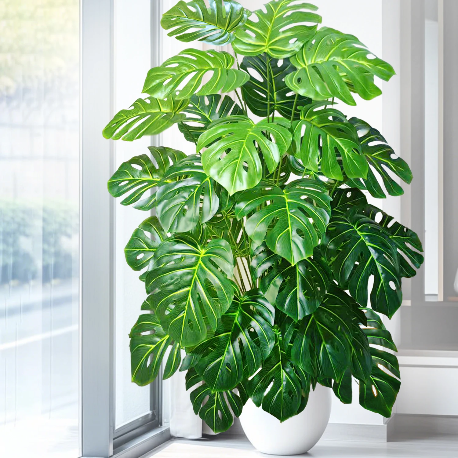 60-110 cm/43,3 pollici Piante artificiali Monstera Palma finta Foglie di tartaruga in plastica Piante alte verdi per la decorazione della stanza del giardino di casa