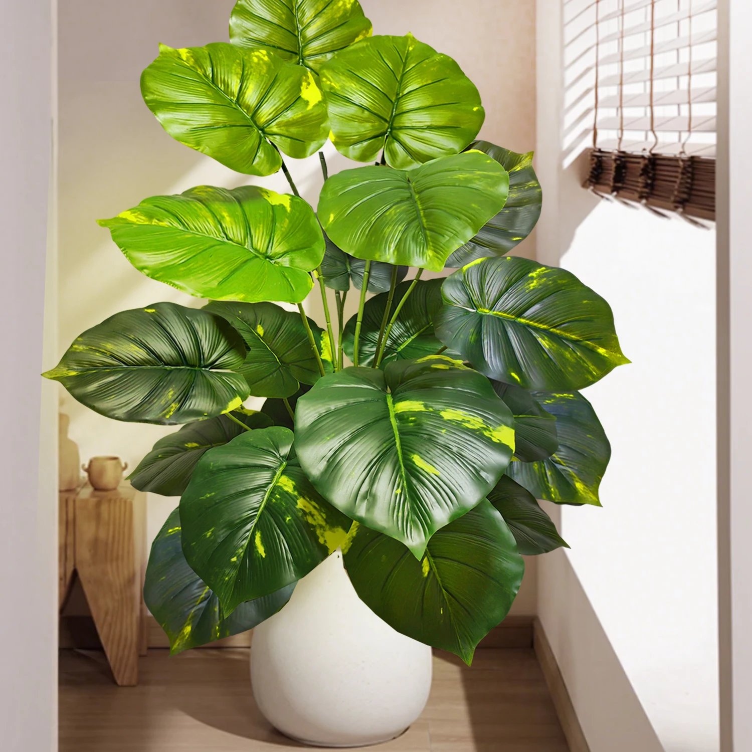 60-110 cm/43,3 pollici Piante artificiali Monstera Palma finta Foglie di tartaruga in plastica Piante alte verdi per la decorazione della stanza del giardino di casa