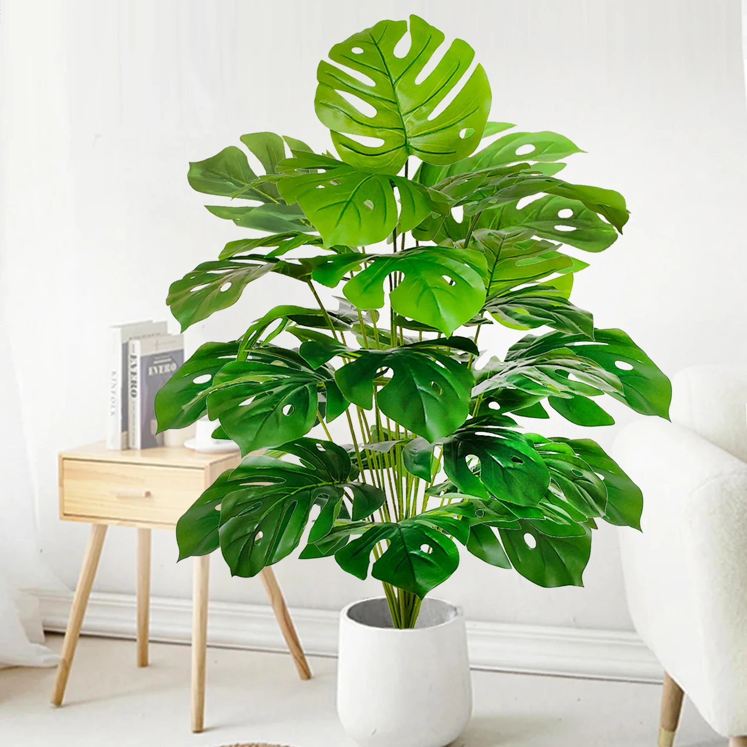 60-110 cm/43,3 pollici Piante artificiali Monstera Palma finta Foglie di tartaruga in plastica Piante alte verdi per la decorazione della stanza del giardino di casa