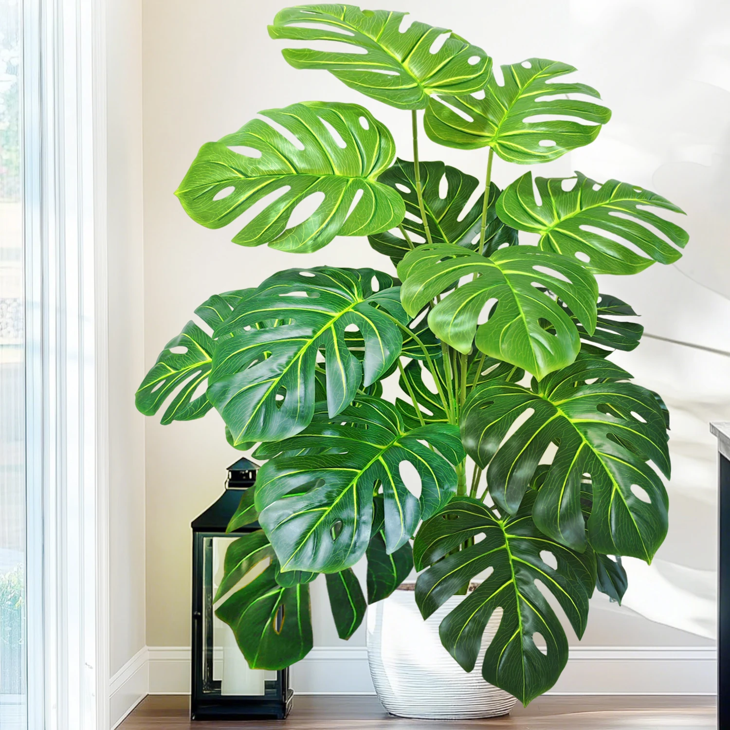 60-110 cm/43,3 pollici Piante artificiali Monstera Palma finta Foglie di tartaruga in plastica Piante alte verdi per la decorazione della stanza del giardino di casa
