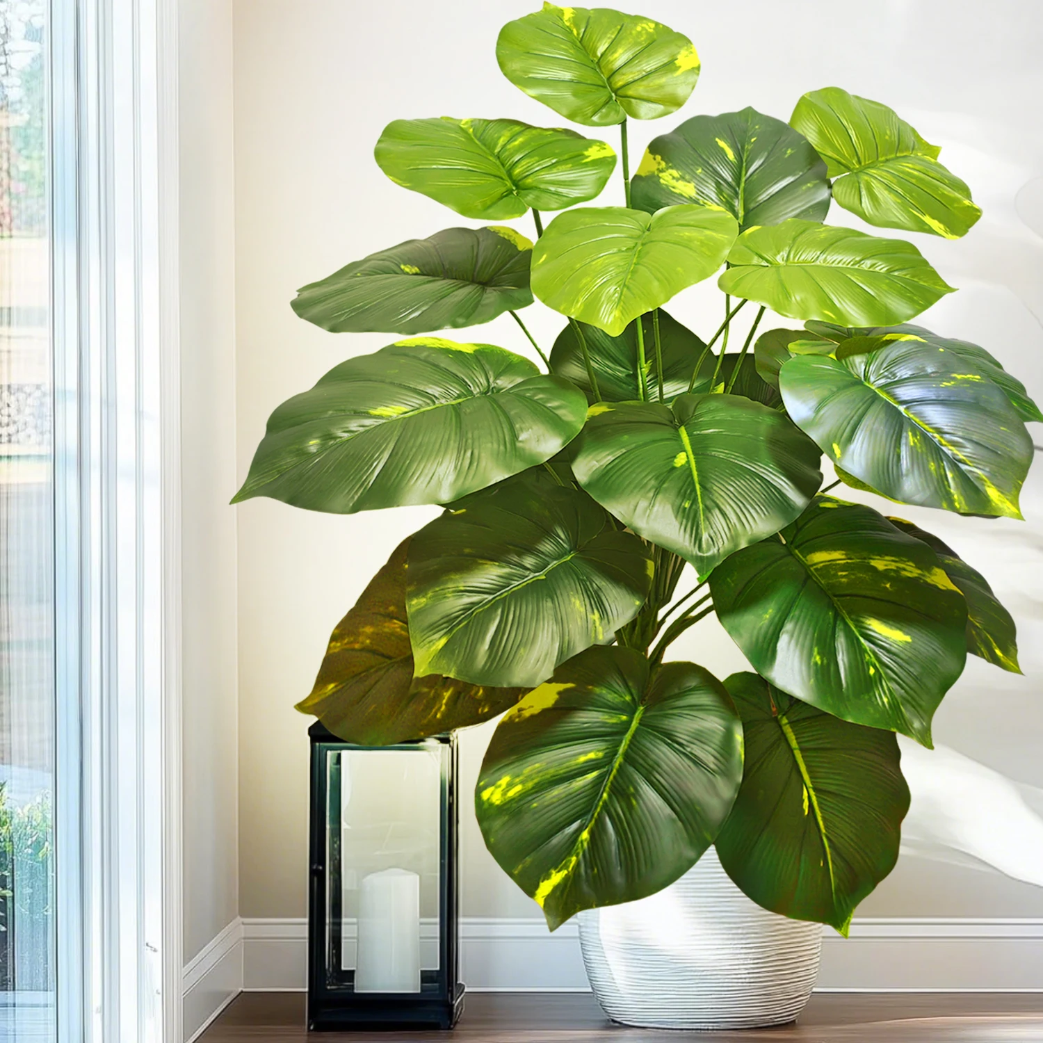 60-110 cm/43,3 pollici Piante artificiali Monstera Palma finta Foglie di tartaruga in plastica Piante alte verdi per la decorazione della stanza del giardino di casa