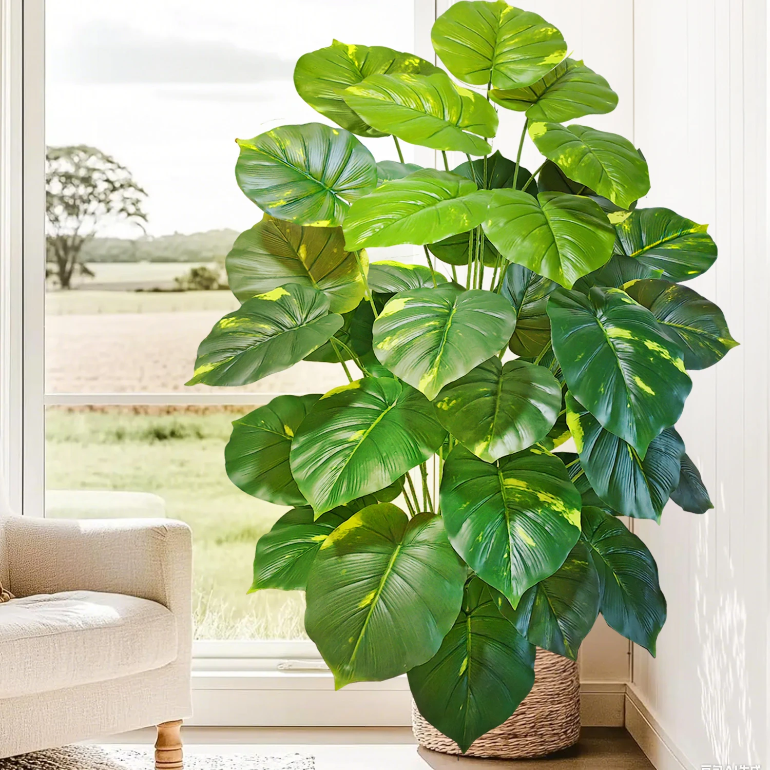 60-110 cm/43,3 pollici Piante artificiali Monstera Palma finta Foglie di tartaruga in plastica Piante alte verdi per la decorazione della stanza del giardino di casa