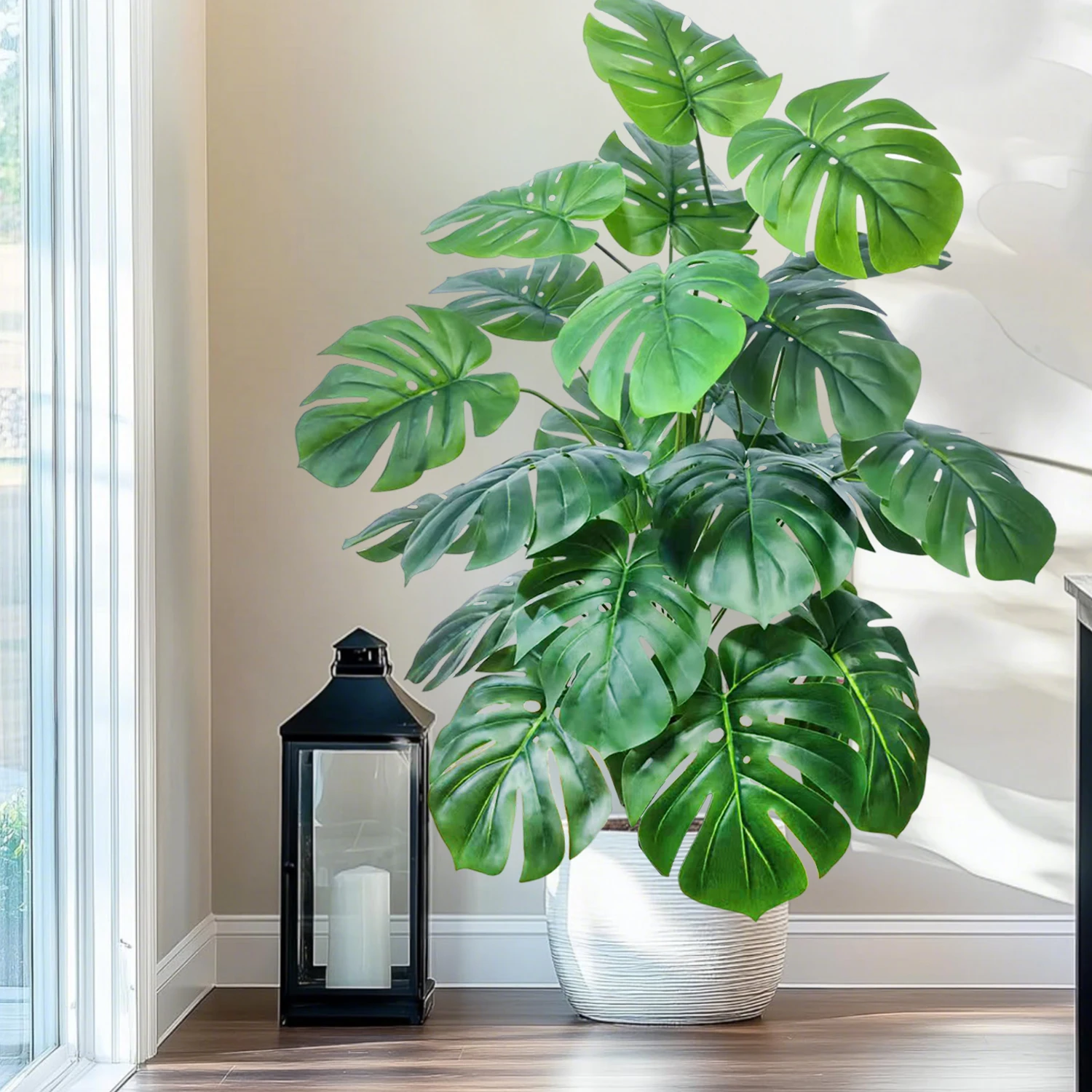 60-110 cm/43,3 pollici Piante artificiali Monstera Palma finta Foglie di tartaruga in plastica Piante alte verdi per la decorazione della stanza del giardino di casa