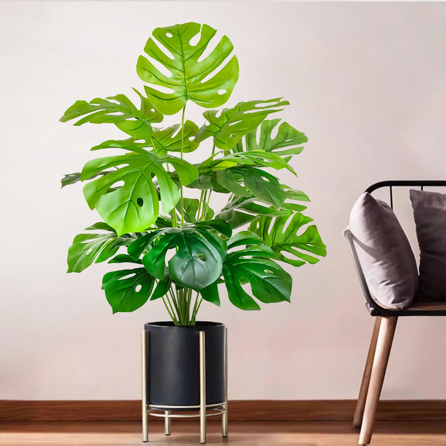 60-110 cm/43,3 pollici Piante artificiali Monstera Palma finta Foglie di tartaruga in plastica Piante alte verdi per la decorazione della stanza del giardino di casa