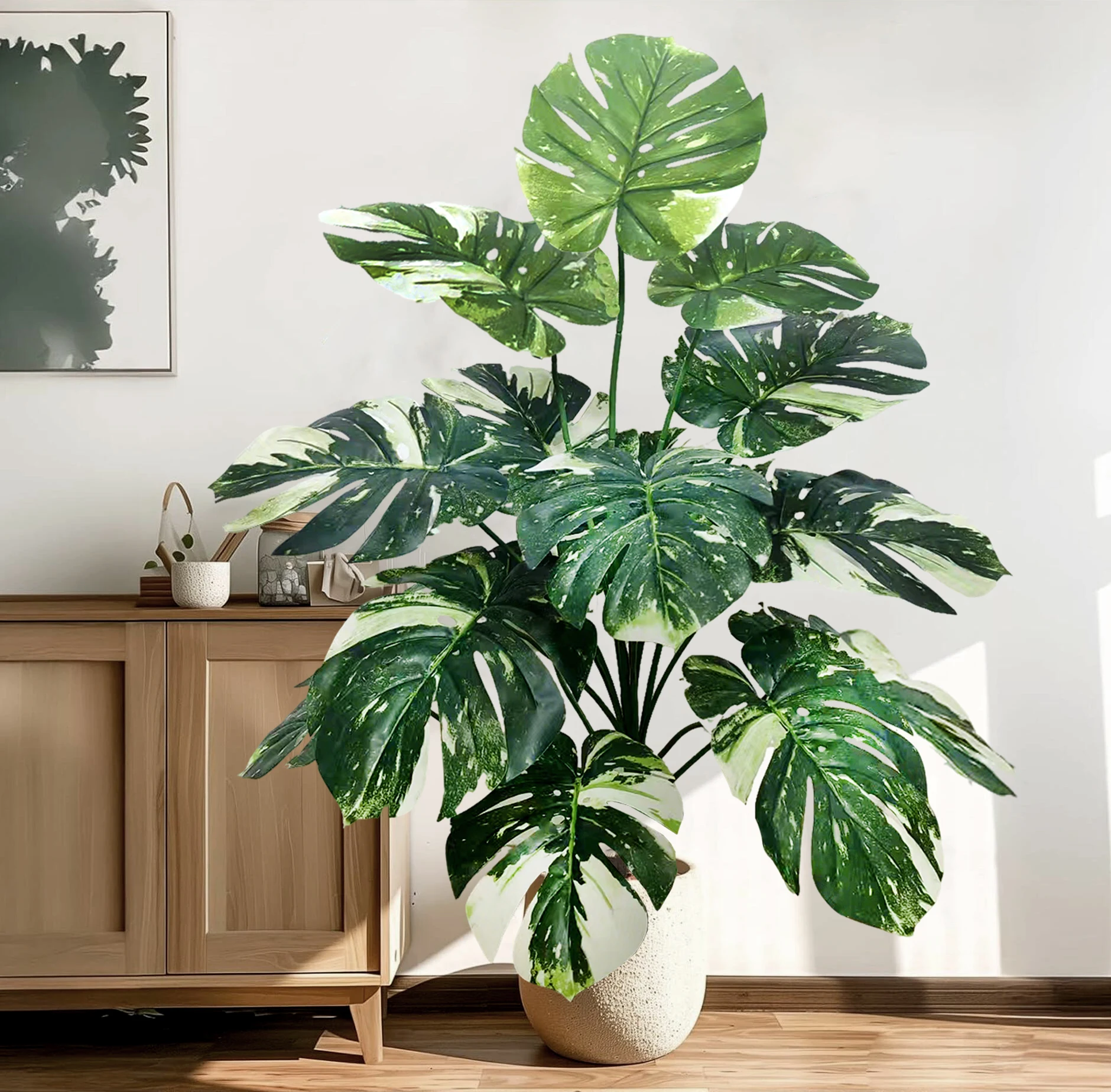 60-110 cm/43,3 pollici Piante artificiali Monstera Palma finta Foglie di tartaruga in plastica Piante alte verdi per la decorazione della stanza del giardino di casa