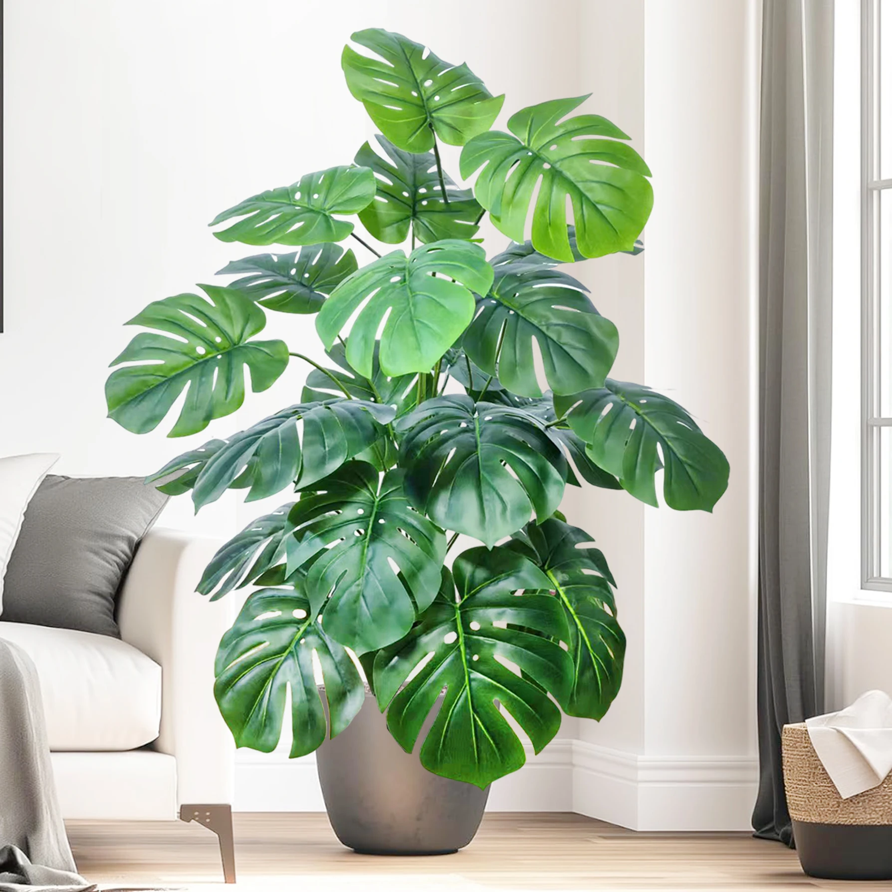 60-110 cm/43,3 pollici Piante artificiali Monstera Palma finta Foglie di tartaruga in plastica Piante alte verdi per la decorazione della stanza del giardino di casa