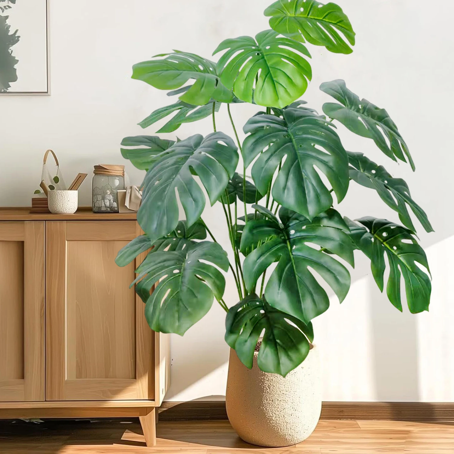 60-110 cm/43,3 pollici Piante artificiali Monstera Palma finta Foglie di tartaruga in plastica Piante alte verdi per la decorazione della stanza del giardino di casa