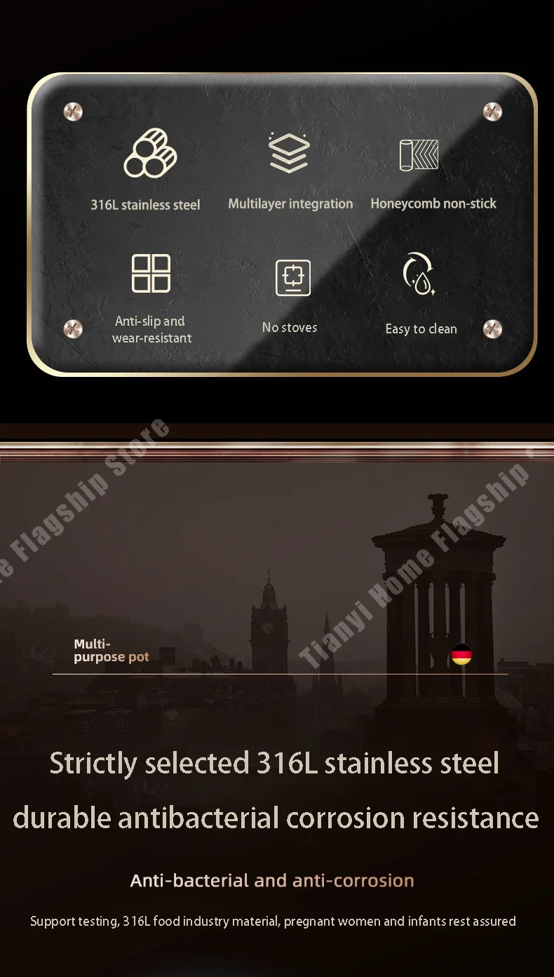 Padella in acciaio inossidabile 316 Wok antiaderente Cottura a nido d'ape Bistecca Stufa a gas Pentola a induzione Pentole generali Pentole da cucina Padella in acciaio inossidabile 316 Wok antiaderente Cottura a nido d'ape Bistecca Stufa a gas Pentola a induzione Pentole generali Pentole da cucina