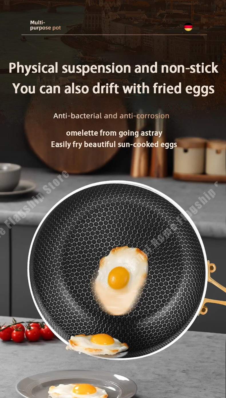 Padella in acciaio inossidabile 316 Wok antiaderente Cottura a nido d'ape Bistecca Stufa a gas Pentola a induzione Pentole generali Pentole da cucina Padella in acciaio inossidabile 316 Wok antiaderente Cottura a nido d'ape Bistecca Stufa a gas Pentola a induzione Pentole generali Pentole da cucina