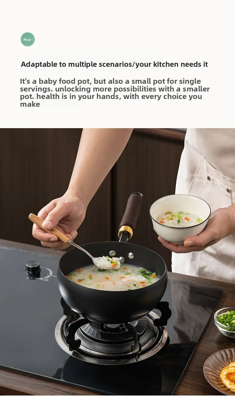 Zhangqiu Pentola in Ferro Pancia Grande Wok Forgiato Artigianale Mini Piccola Pentola in Ferro Pentola da Cucina Domestica Senza Rivestimento Antiaderente