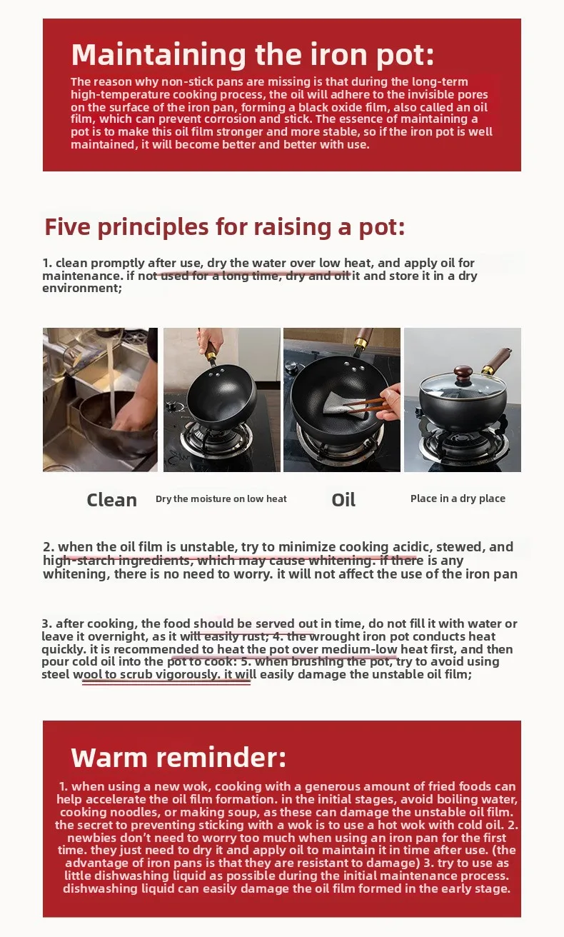 Zhangqiu Pentola in Ferro Pancia Grande Wok Forgiato Artigianale Mini Piccola Pentola in Ferro Pentola da Cucina Domestica Senza Rivestimento Antiaderente