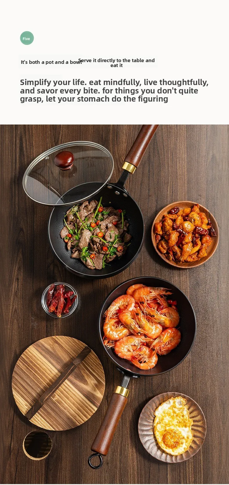 Zhangqiu Pentola in Ferro Pancia Grande Wok Forgiato Artigianale Mini Piccola Pentola in Ferro Pentola da Cucina Domestica Senza Rivestimento Antiaderente