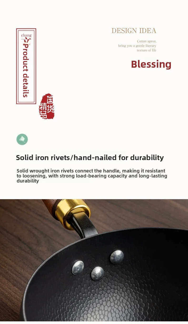 Zhangqiu Pentola in Ferro Pancia Grande Wok Forgiato Artigianale Mini Piccola Pentola in Ferro Pentola da Cucina Domestica Senza Rivestimento Antiaderente